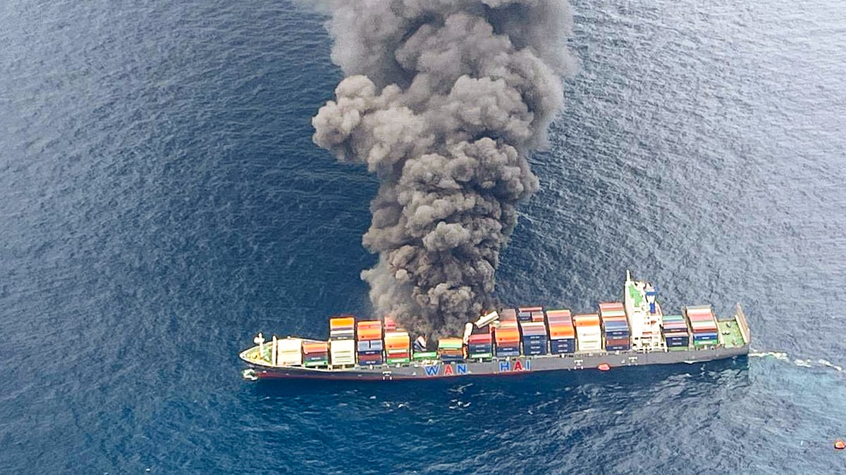 Firefighting efforts intensify aboard Singapore vessel after explosion off Kerala coast