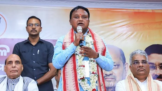 Odisha CM Mohan Charan Majhi (photo courtesy: @JaipurDialogues/X)