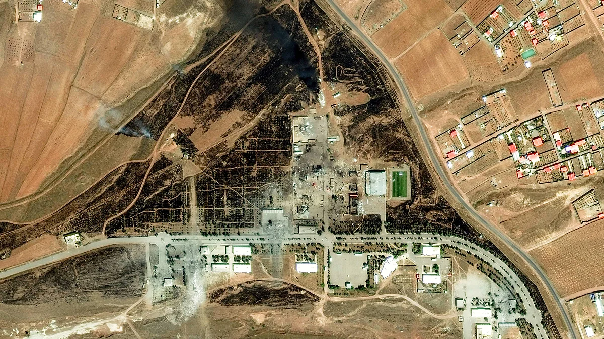 A satellite image of damage after Israeli strikes at an Iranian missile base near Tabriz (photo: AP/PTI)