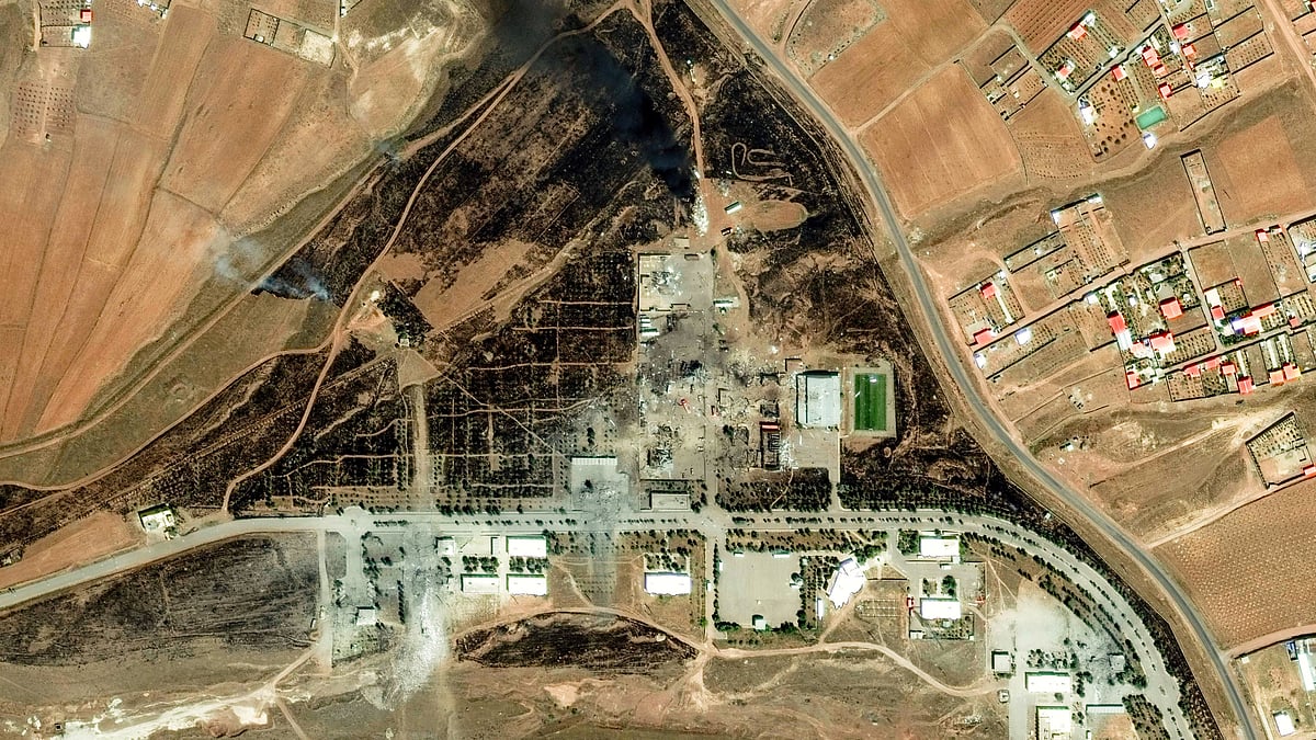 A satellite image of damage after Israeli strikes at an Iranian missile base near Tabriz (photo: AP/PTI)