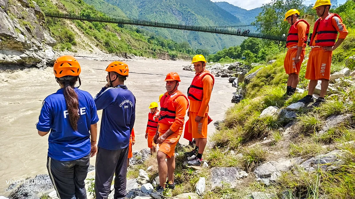 Search and rescue operation underway in Rudraprayag district on 27 June (photo: PTI)