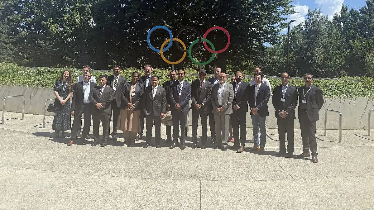 IOA delegation, led by PT Usha, at the IOC headquarters in Lausanne