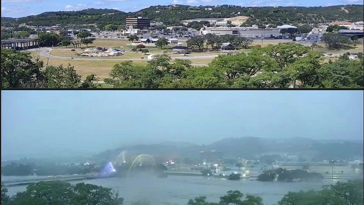 A before (top half) and after image shared on social media (photo courtesy: @WeatherUpdateEU/X) 
