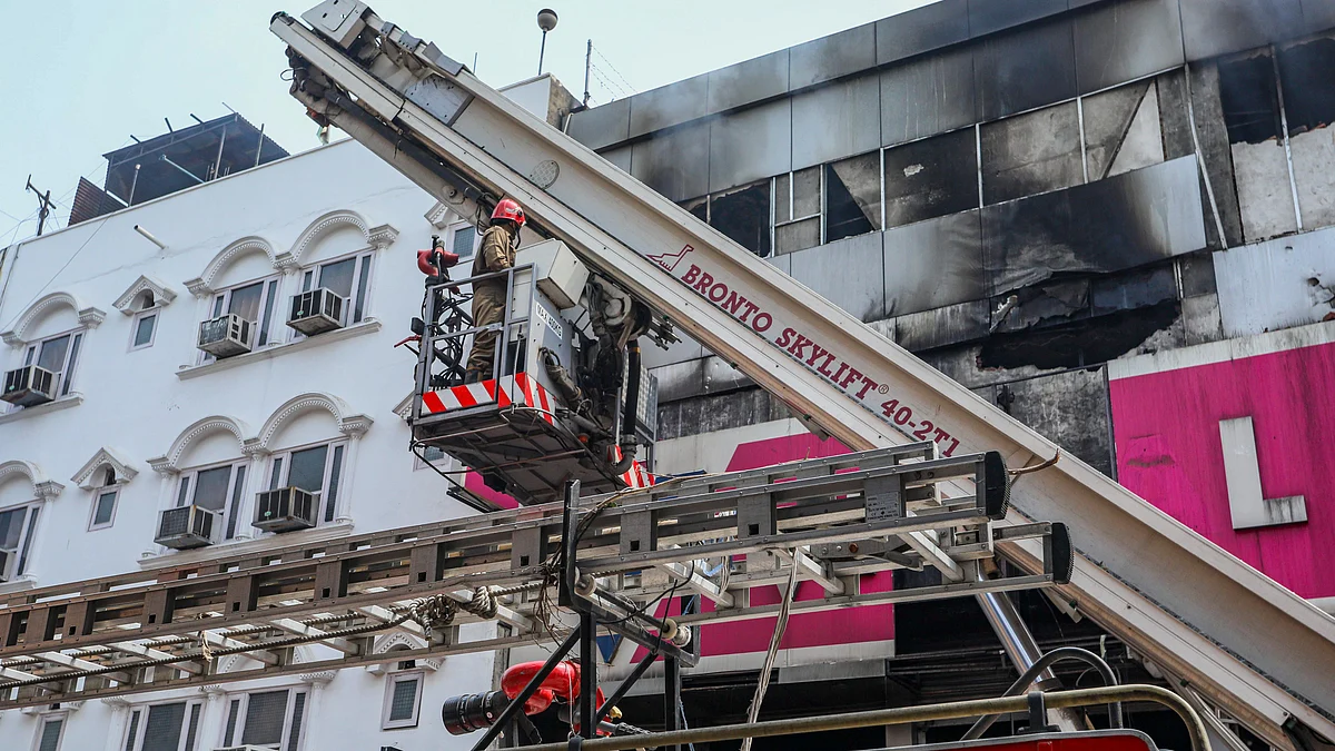 The mall in Karol Bagh where fire broke out on Friday, 4 July 2025 (Photo: PTI)