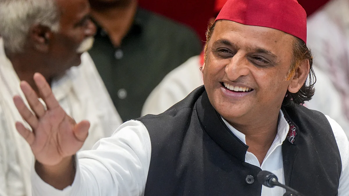 Akhilesh Yadav during a press conference in Lucknow on 5 July (photo: PTI)