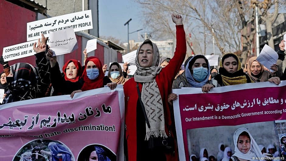 File photo of protest rally against Taliban over missing women's activists