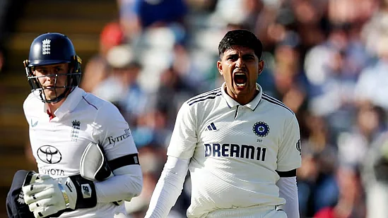 An animated Shubman Gill at the Edgbaston Test