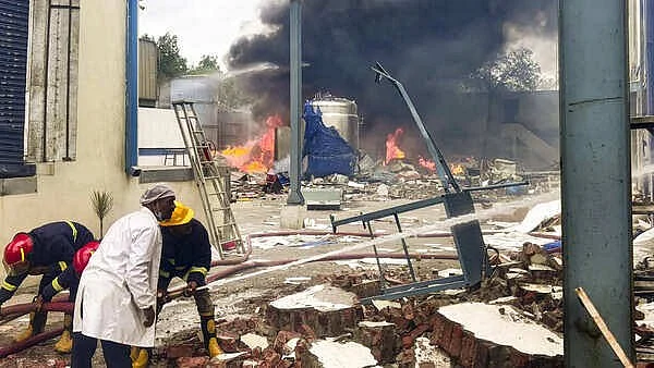 Rescue operation underway at the manufacturing unit near Hyderabad (photo: @shaikshareef442/X)