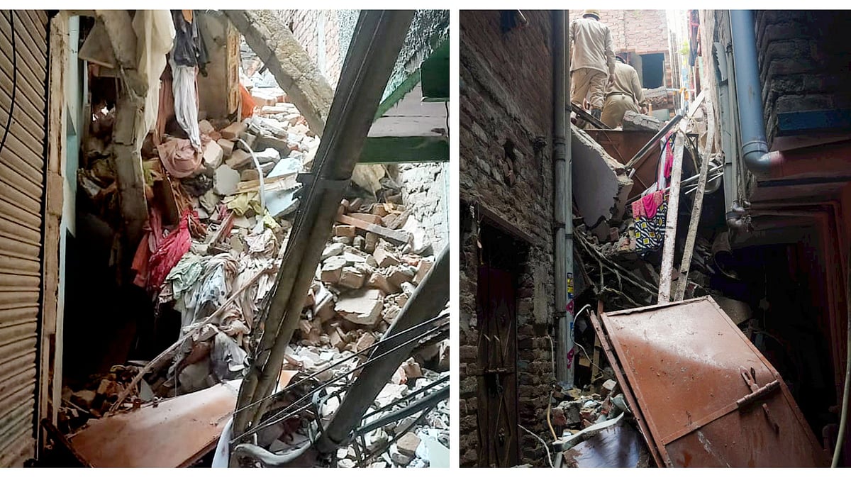 A 4-storey building collapsed in Delhi's Welcome area, 12 July 2025 (photos: PTI)