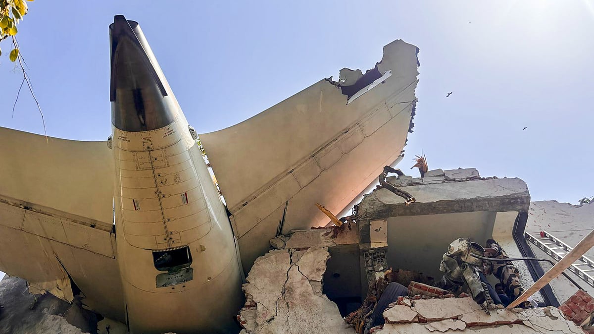 Remains of the Air India plane that crashed in Ahmedabad on 12 June