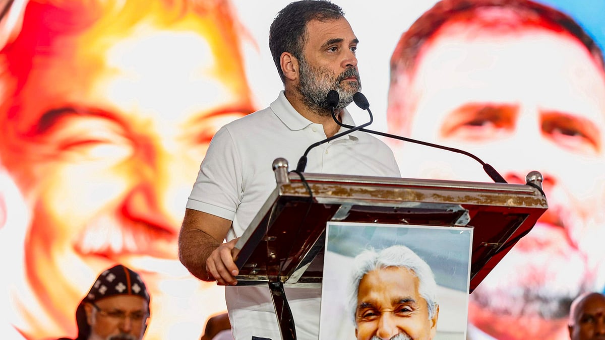 Rahul Gandhi speaks during Oommen Chandy Smriti Sangamam in Kottayam on 18 July (photo: PTI)