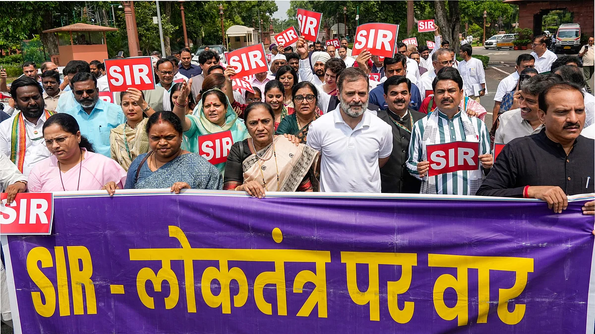 File photo of an INDIA bloc protest against SIR on 25 July