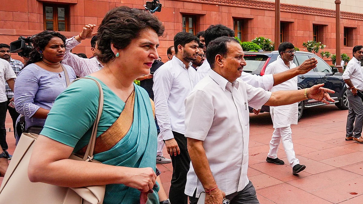Priyanka Gandhi Vadra arrives in Parliament (photo: PTI)