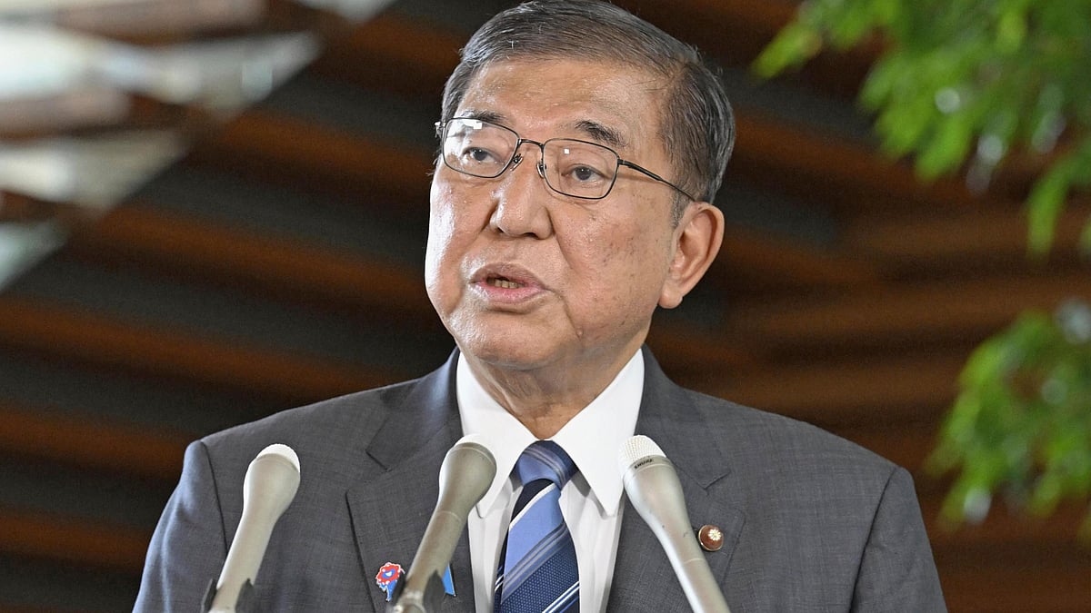 PM Shigeru Ishiba speaks to media in Tokyo on 30 July (photo: AP/PTI)