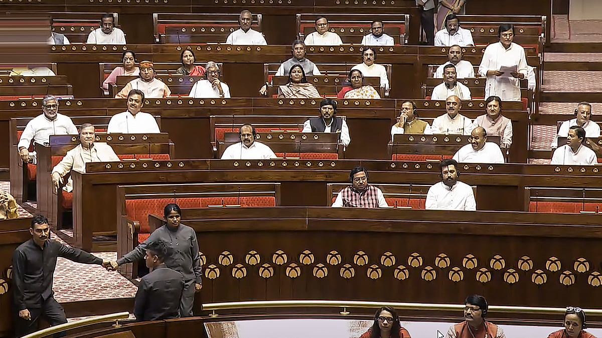 Union ministers in Rajya Sabha during the Monsoon session of Parliament in New Delhi (photo: PTI)