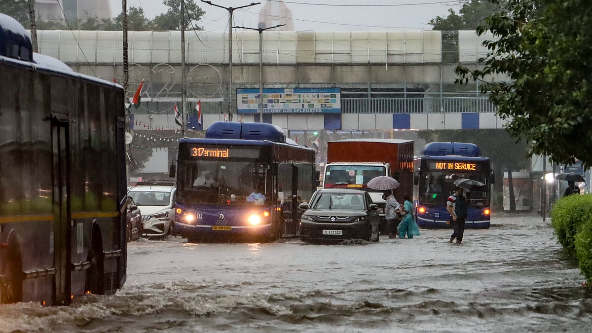 Waterlogging near ITO on Saturday, 9 Aug 2025 (photo: PTI)