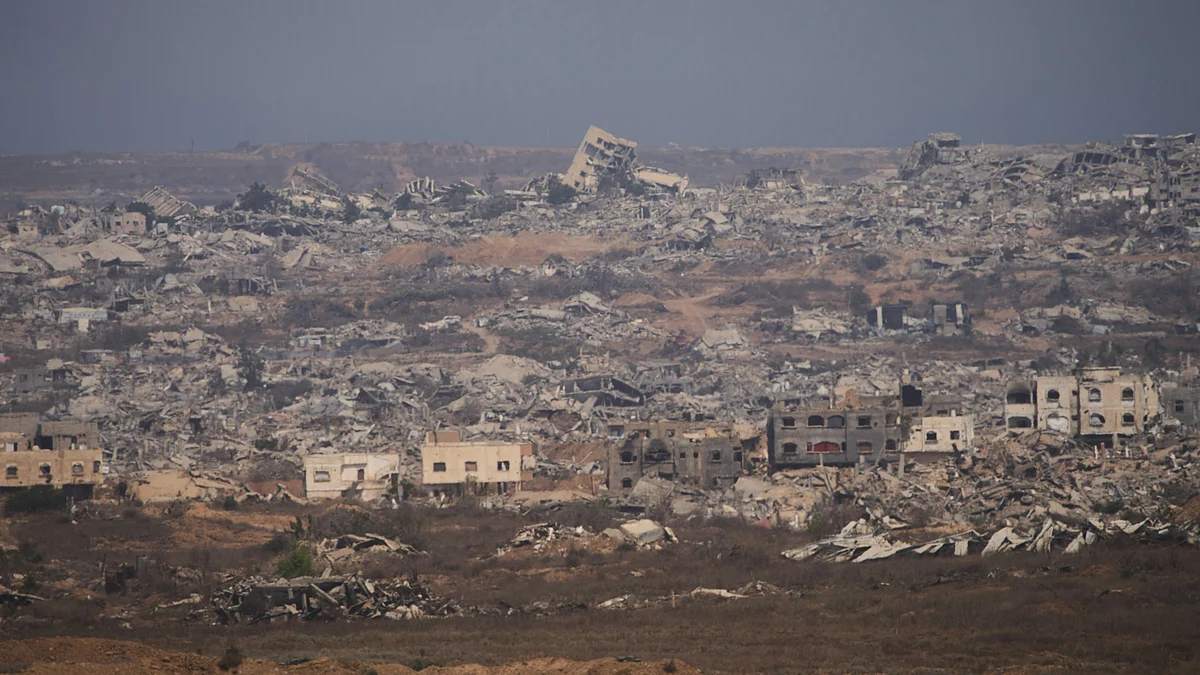 Damaged buildings in Gaza Strip