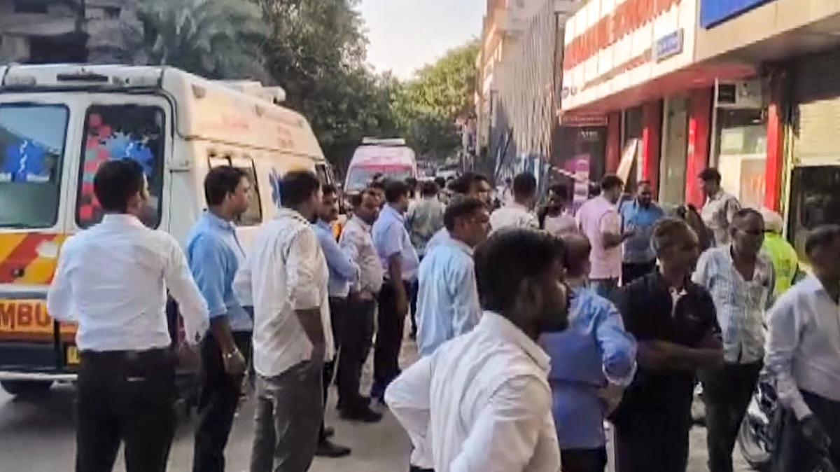 A crowd gathered at the spot 