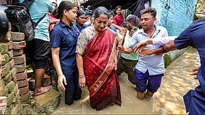 Delhi: What flood? CM wades through Yamuna Bazar, claims no problem