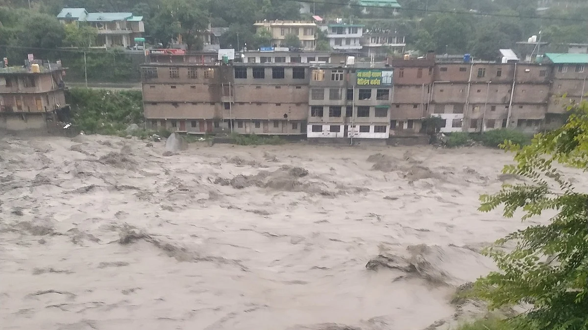 A flooded area in Kullu 