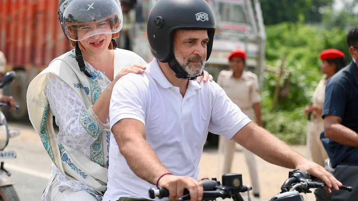 Rahul Gandhi, Priyanka Gandhi Vadra during the Bihar Voter Adhikar Yatra