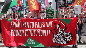 During the US-Israel attack on Iran in June 2025, a pro-Palestine and -Iran protest in Stuttgart