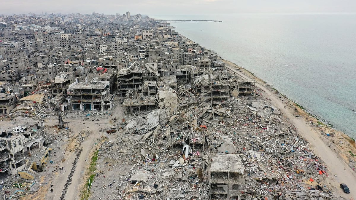 Rubble is all that is left in parts of Gaza, by the seashore