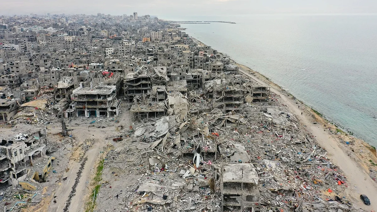 Rubble is all that is left in parts of Gaza, by the seashore