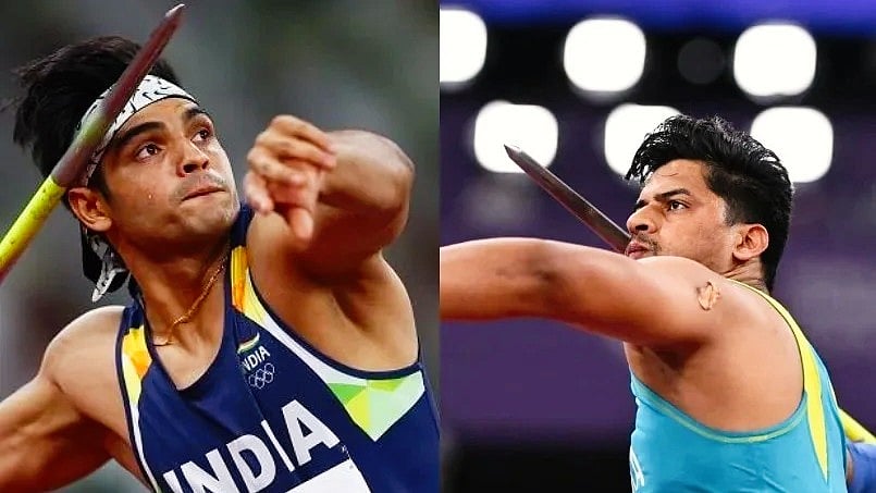Neeraj Chopra (left) and Sachin Yadav