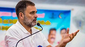 Rahul Gandhi speaks during an event in Wayanad