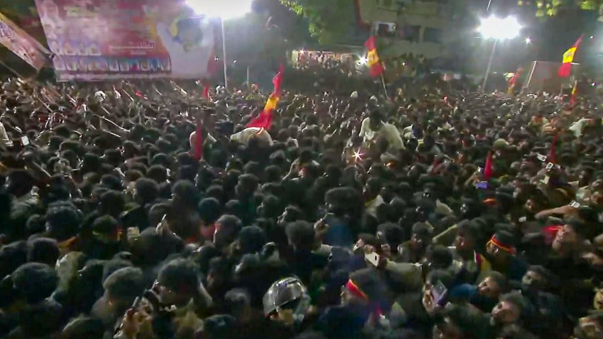 A sea of supporters gathers at TVK chief and actor Vijay’s rally in Karur