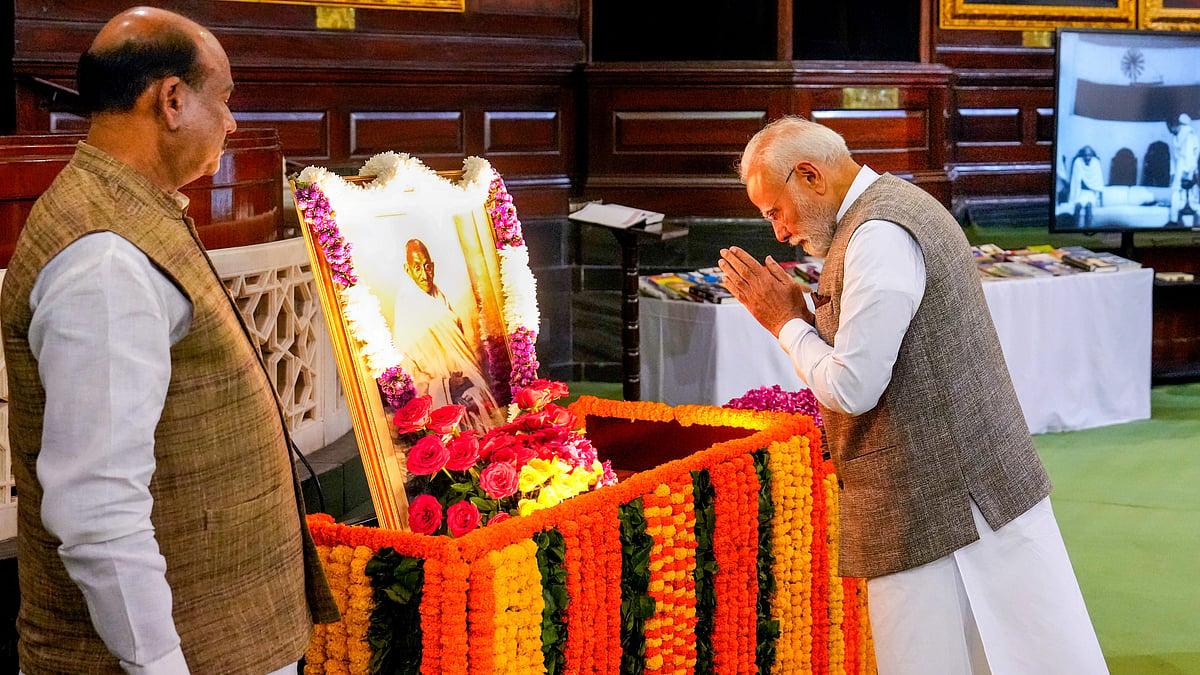 PM Modi pays homage to Mahatma Gandhi on his birth anniversary at Parliament House