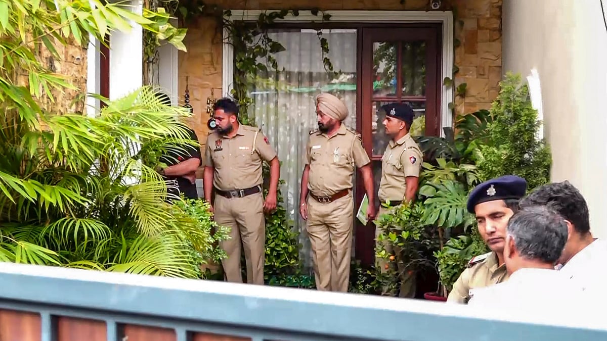 Police at the residence of Haryana ADG Y. Puran Kumar in Chandigarh