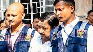 Accused Shyamkanu Mahanta being brought to the CJM Court, Guwahati