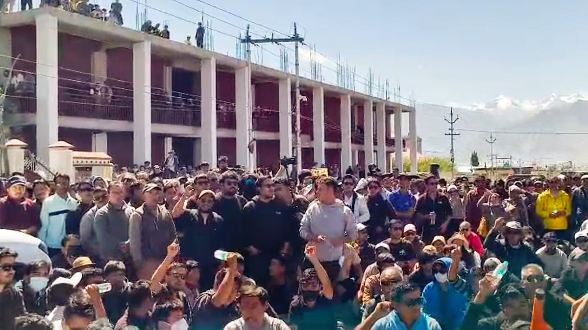 File photo of the protest in Leh, 24 Sep 2025