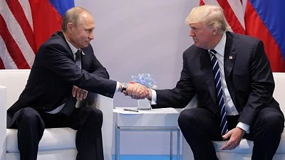 Donald Trump with Vladimir Putin.