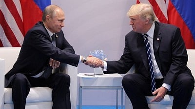 Donald Trump with Vladimir Putin.