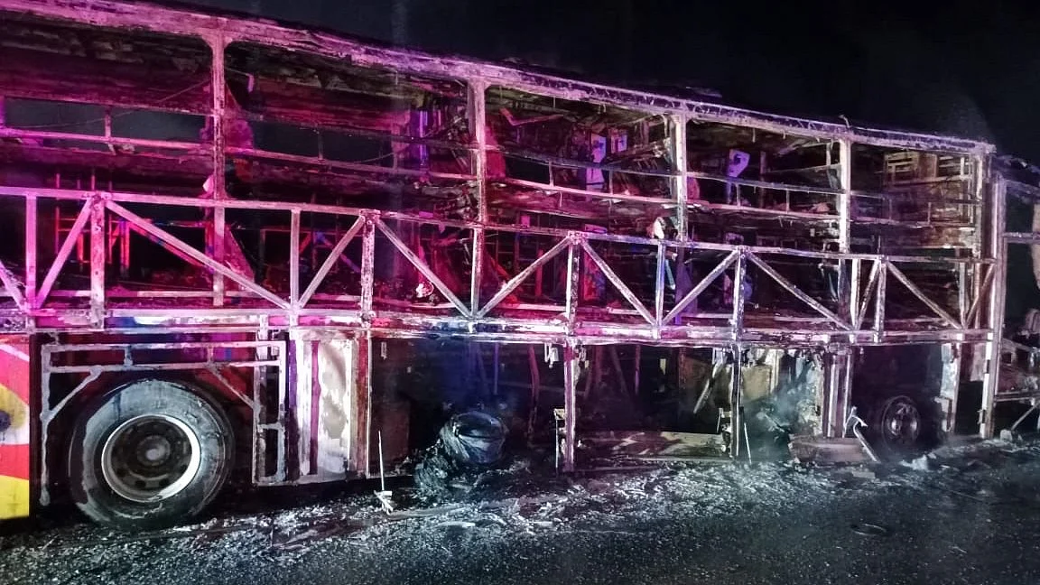 Tragedy on the road: the aftermath of the Kurnool bus fire.