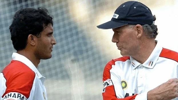Greg Chappell with Sourav Ganguly