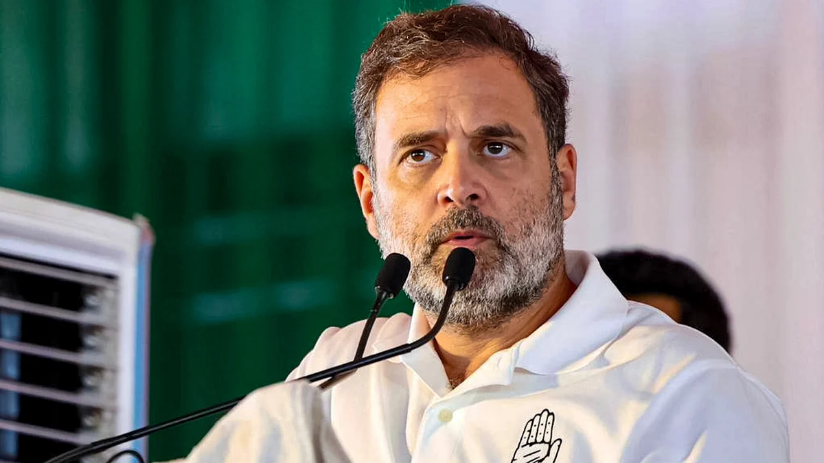 Rahul Gandhi addresses a rally in Nalanda