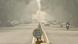 A thick layer of smog engulfs New Delhi.