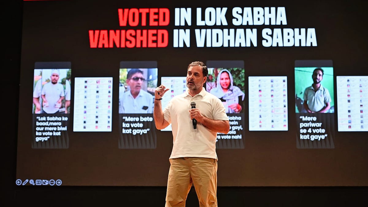 Rahul Gandhi during his presentation in Delhi 