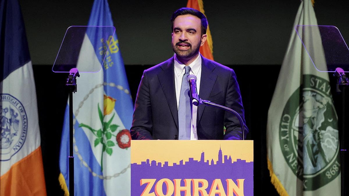 Zohran Mamdani delivering his victory speech