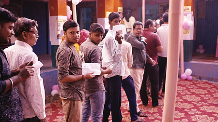 Voters at a polling booth in Bihar.