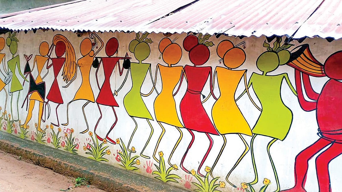 In Birbhum, forests bloom on Santal walls