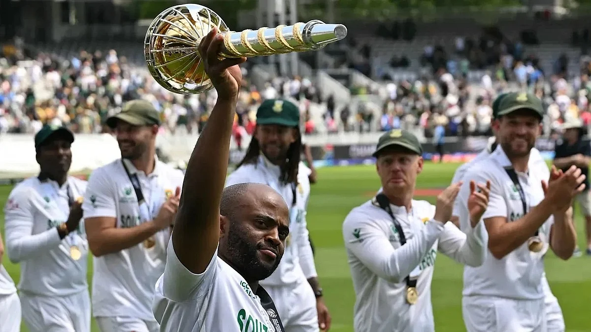 Temba Bavuma and teammates after WTC triumph earlier this year