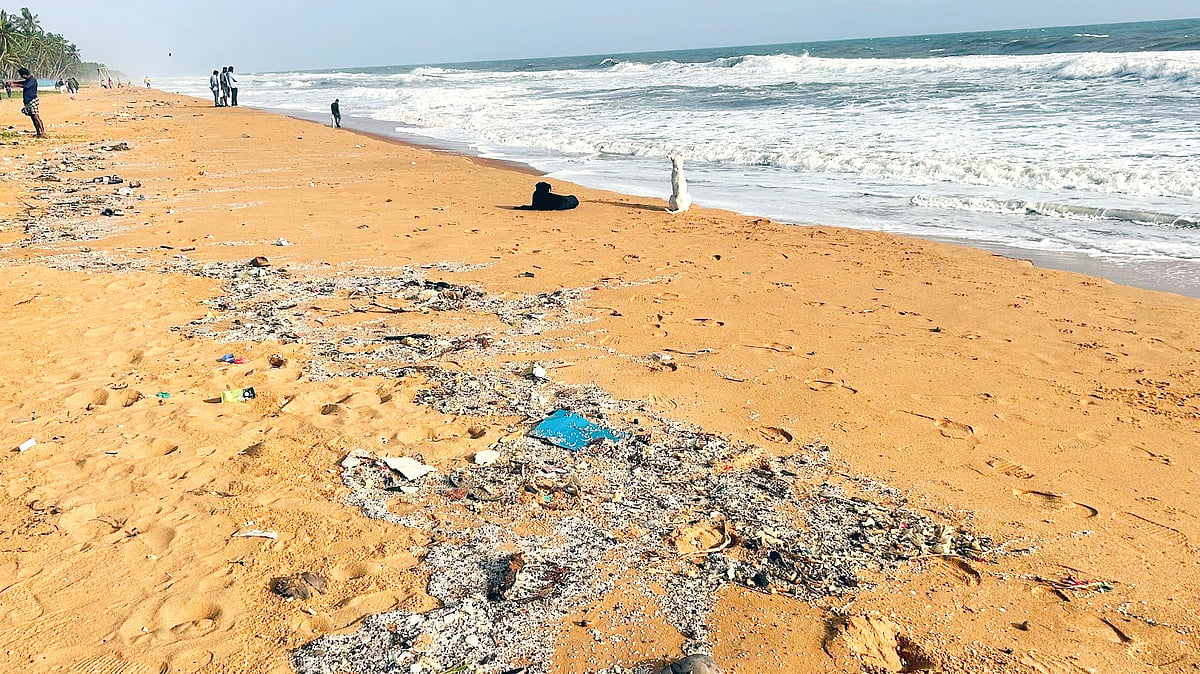 Plastic pellets from the cargo ship that spilled its load off Kochi washed ashore in Thiruvananthapuram