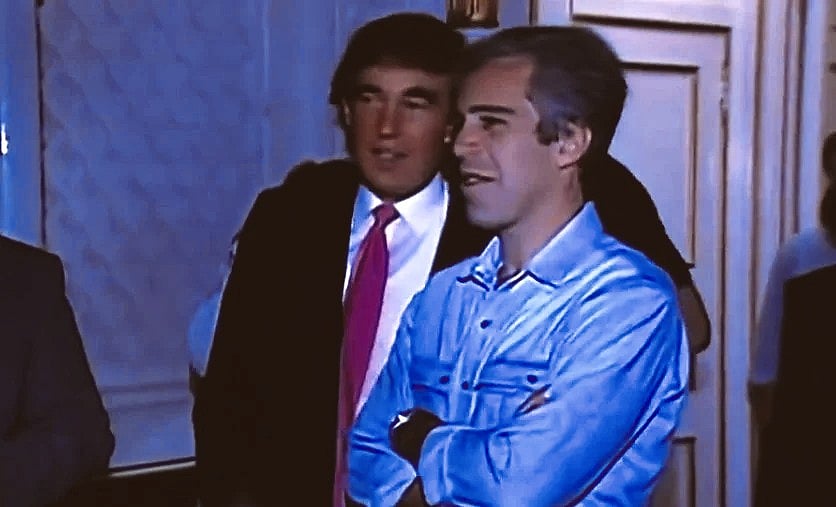 Screengrab from a 1992 video showing Trump and Epstein at a party