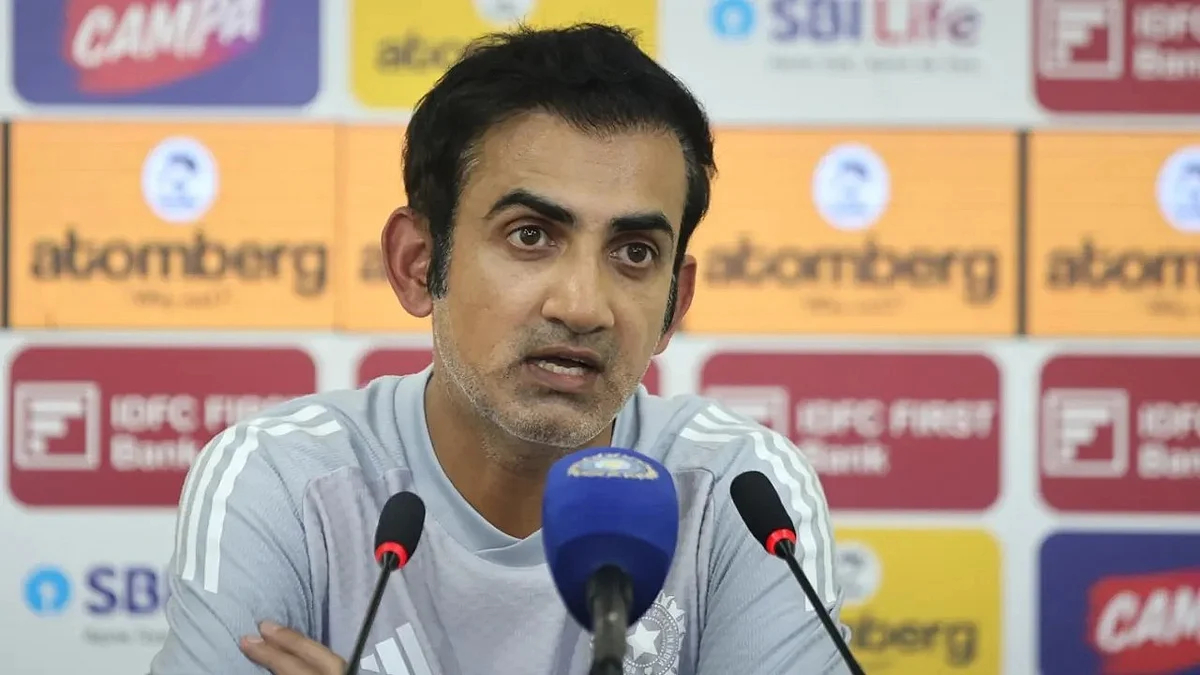 Gautam Gambhir at the post-match press conference in Guwahati