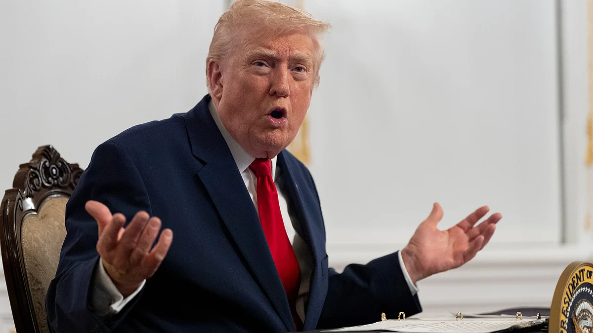 Donald Trump addresses the media in Palm Beach.